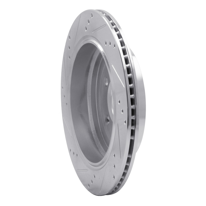 Land Rover LR3 Brake Rotor (1) - Rear Right - R1 Concepts - Drilled & Slotted - Silver - `05-`07